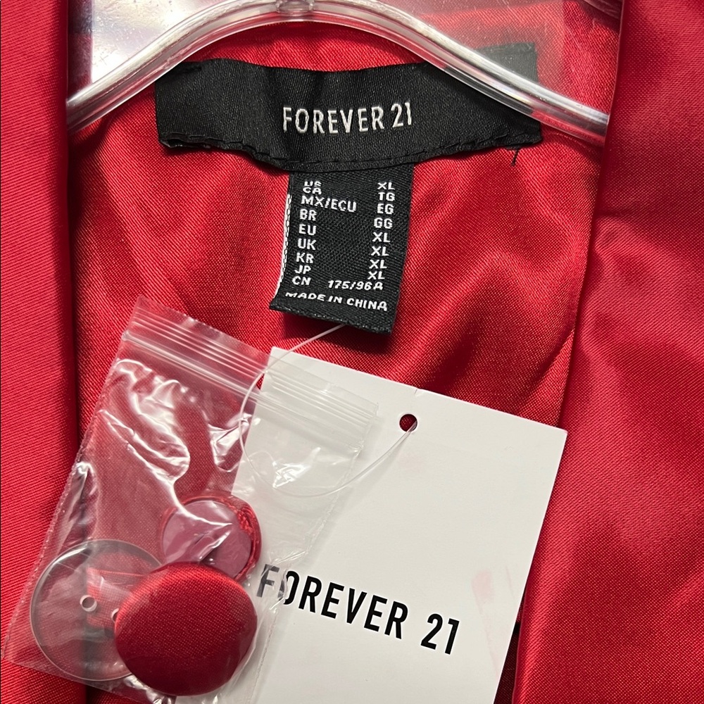 Forever 21 Red Satin Double-Breasted Blazer - Picture 2 of 3
